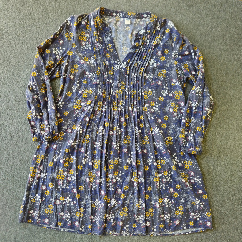 OLD NAVY Dark Floral‎ Babydoll Boho Tunic Sz Large Cottagecore Peasant Milkmaid